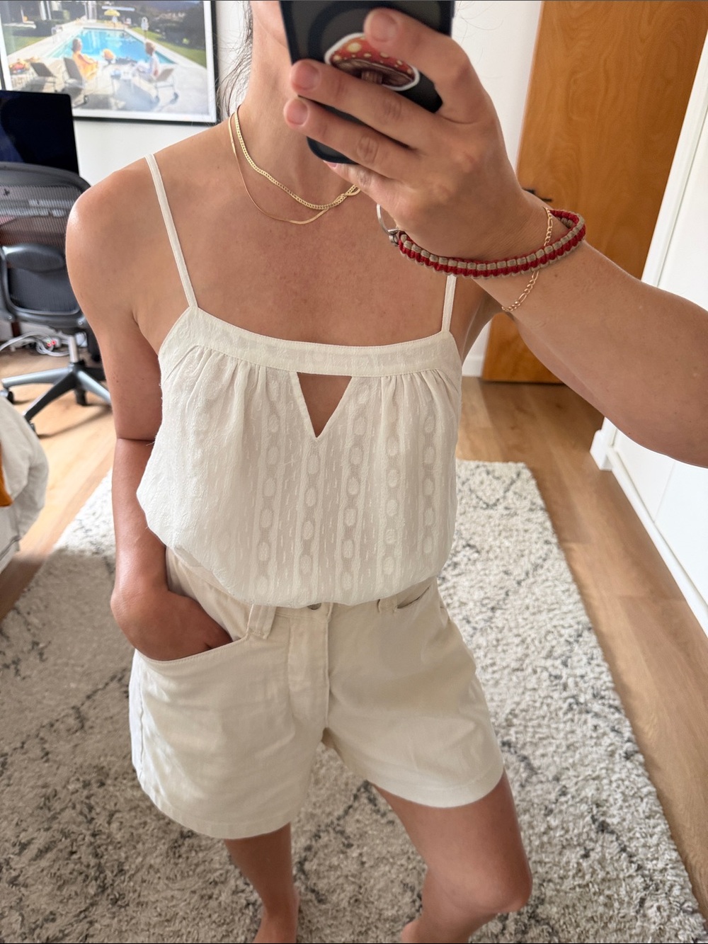 Guess white embroidered camesal